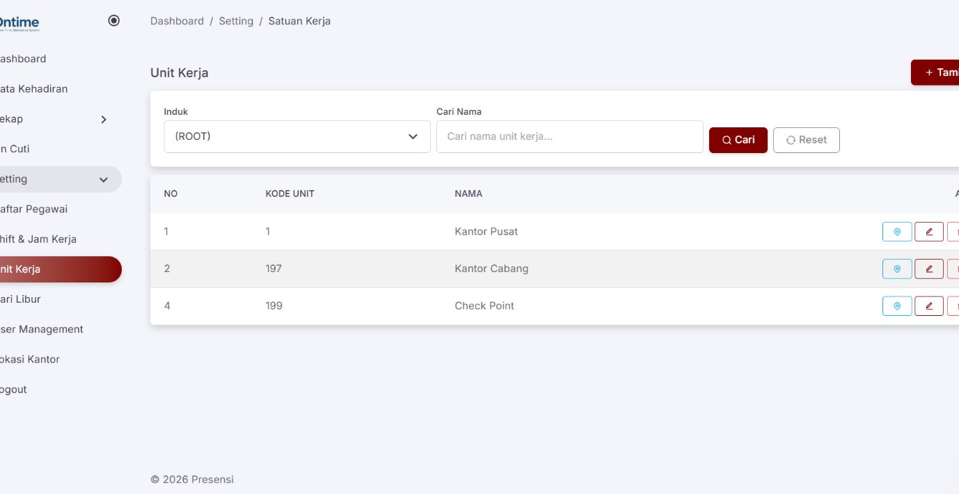 Rekap presensi Ontime